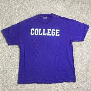 TCE “COLLEGE” Purple and White Short Sleeve Tee
